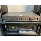 Vintage hifi unit with separates and speakers. Audiolab 8000A, Denon DR-M10HX Stereo cassette, Rotel