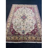 Fine Persian carpet/rug, Red and cream ground, highly decorative. [347x250cm]