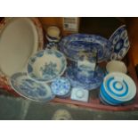 Crate of blue and white wares includes Spode etc