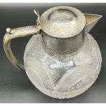 A Sheffield silver mounted and cut crystal water jug. Produced by Martin, Hall & Co (Richard