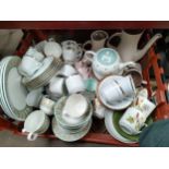 Large Box of tea wares includes Johnson brothers etc