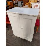 1900s pitch pine 2 door cupboard painted white