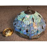 Tiffany style stainglass dragonfly ceiling light shade. [25cm high, 42cm diameter]