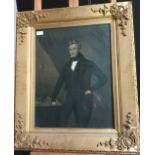 18th/19th Century gilt framed charcoal drawing of a gentleman of importance [78x63cm]