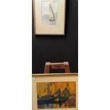 Two various artworks- 'Gondola' watercolour by Alexander Hossack and Acrylic painting on canvas-