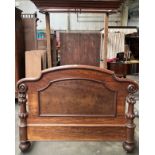 Victorian mahogany Half Tester bed frame. [218x218x146cm]