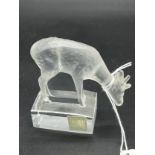 Vintage Lalique crystal spotted deer figure. [8x8x3.5cm]