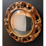 Moulded gilt framed convex mirror [50x50cm]