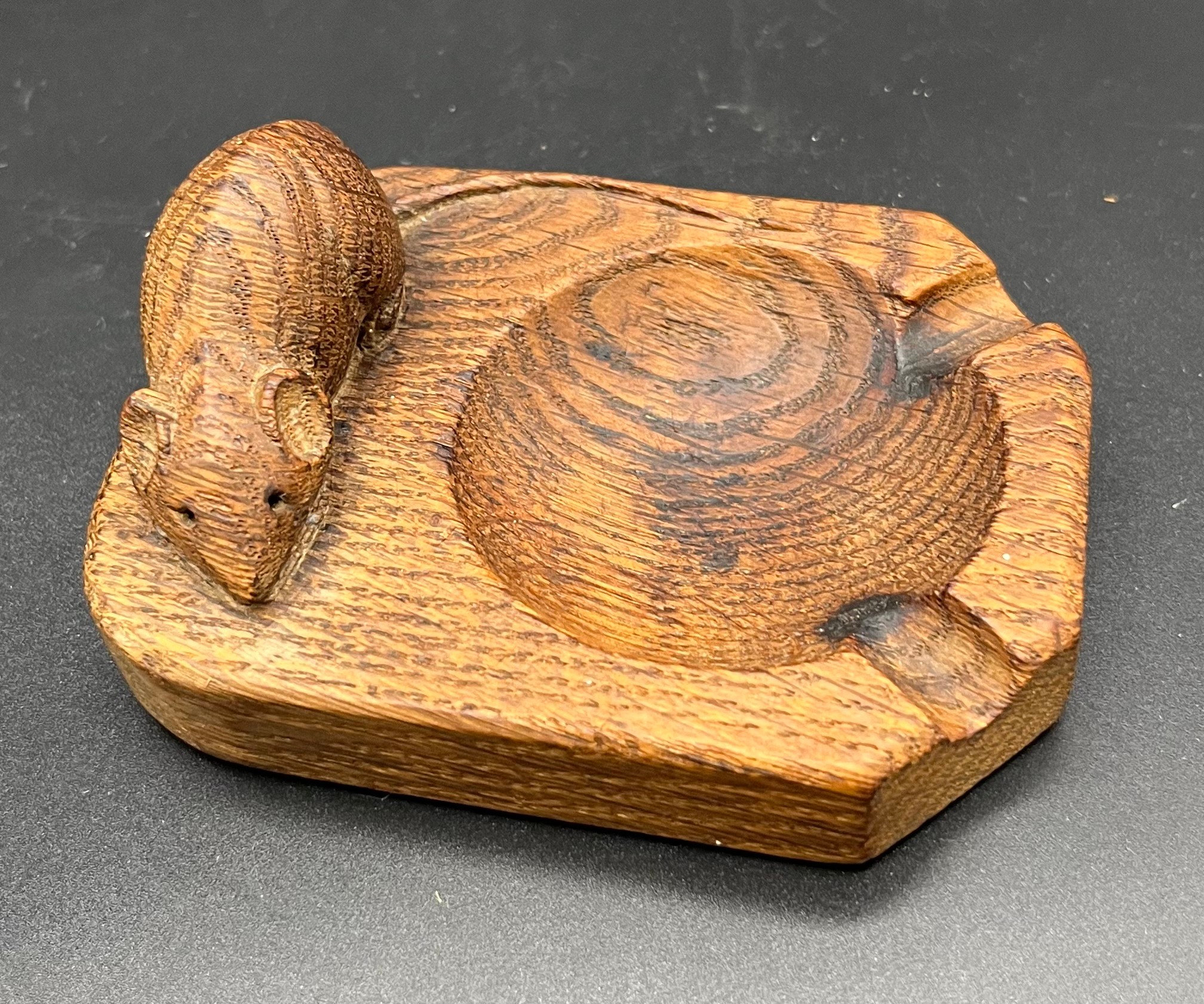 Robert Thompson Mouseman vintage pin dish/ ash tray. Signature mouse design. Inscribed Aug. 31. 1944