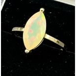 9ct yellow gold ladies ring set with a large opalescent style stone [Ring size P] [2.95Grams]