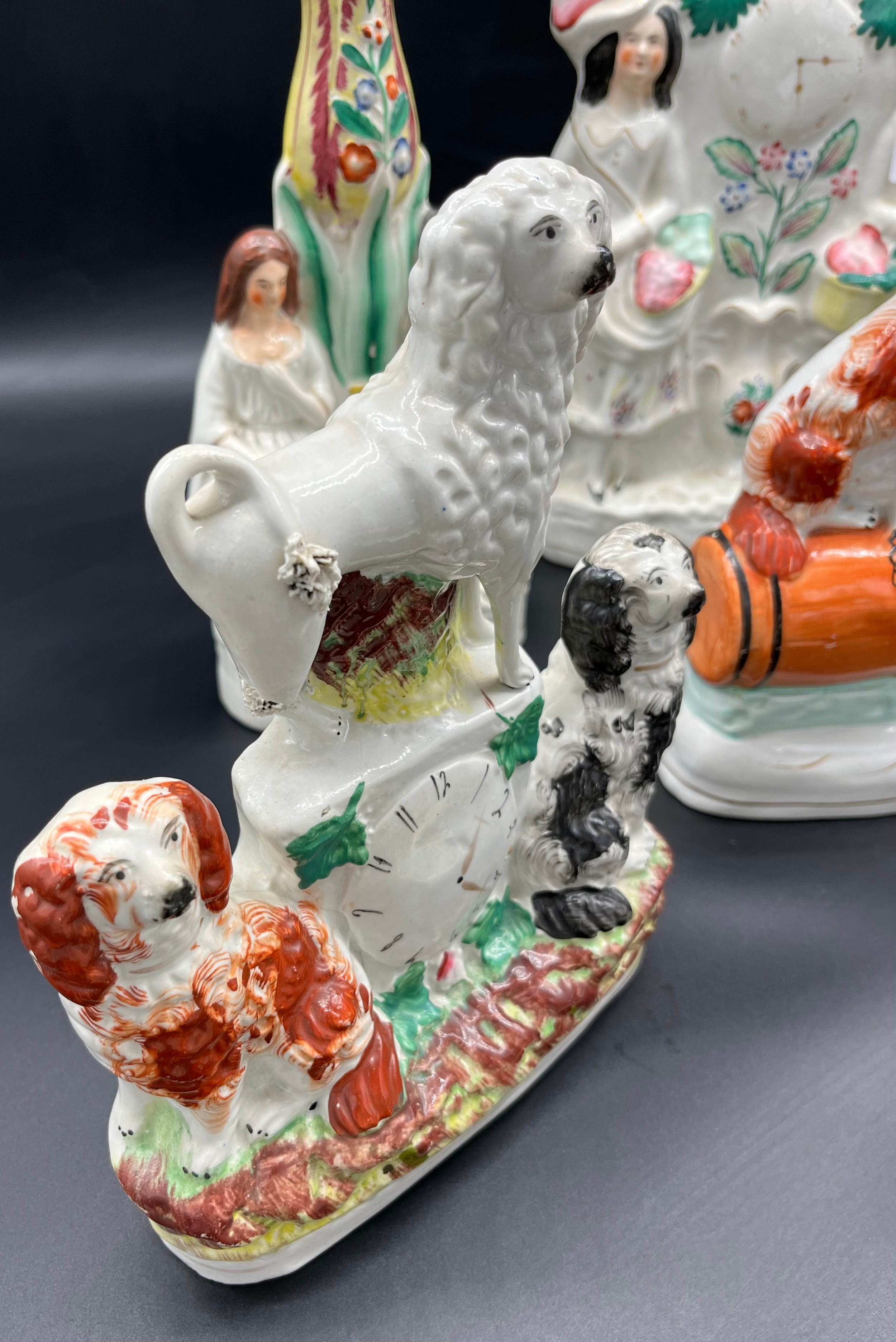 A Collection of 19th century Staffordshire flatback figures. Includes creamer. - Image 2 of 4