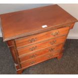 Antique chest of drawers, the rectangular top above four long drawers, raised on bracket feet [