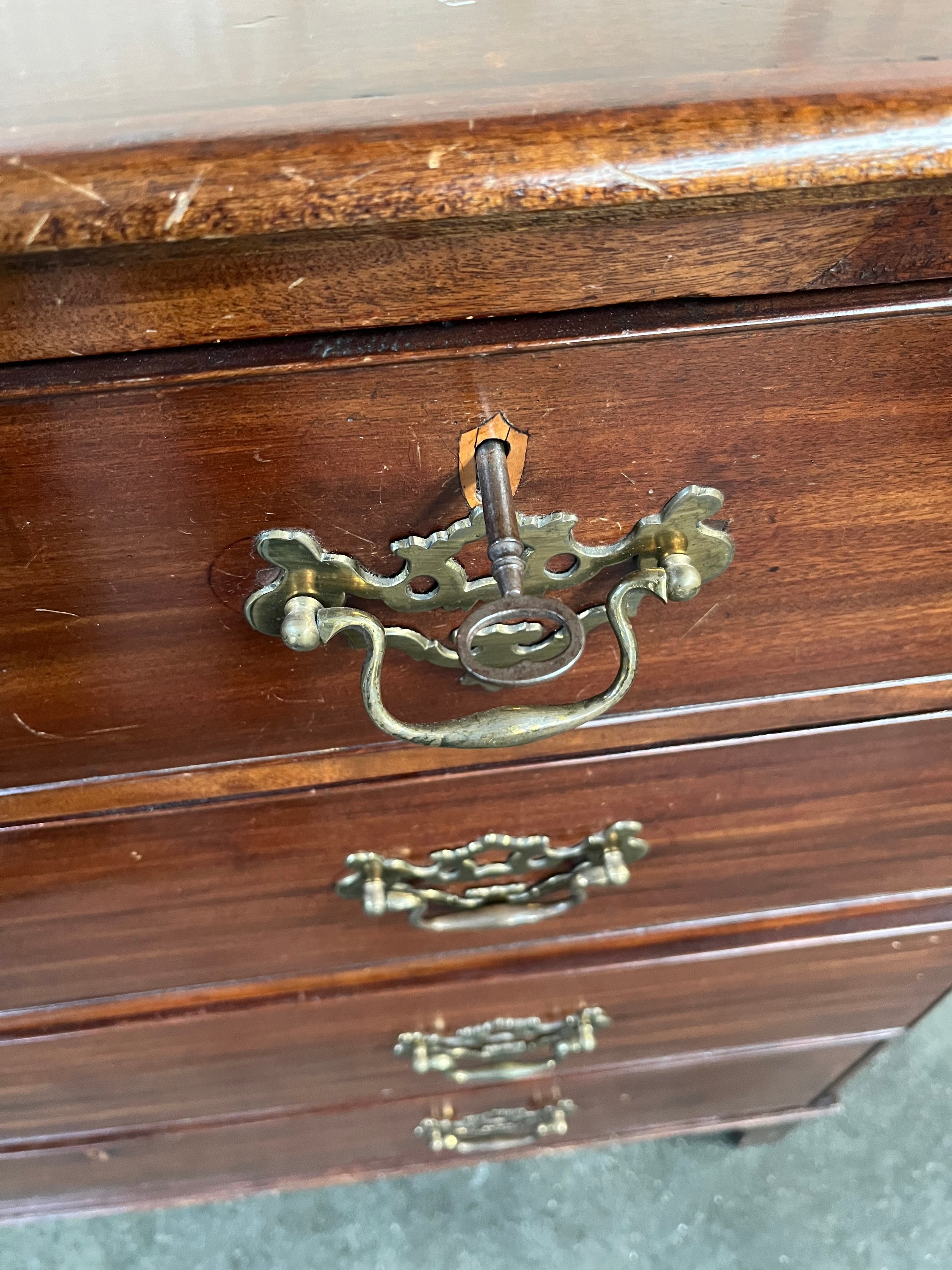 19th century chest of drawers two short drawers over three long drawers, with key. [103x114x52cm] - Image 5 of 5