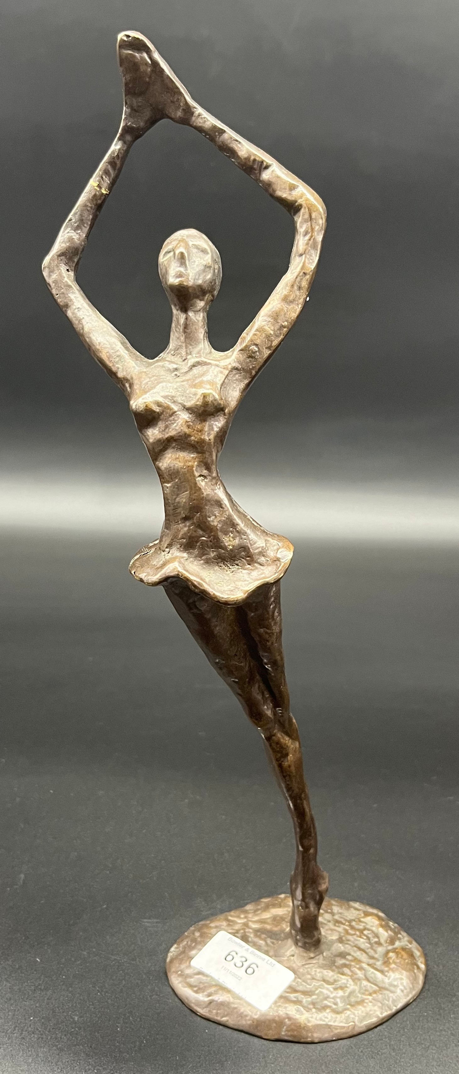 Contemporary solid bronze ballerina figurine sculpture. [35cm high]