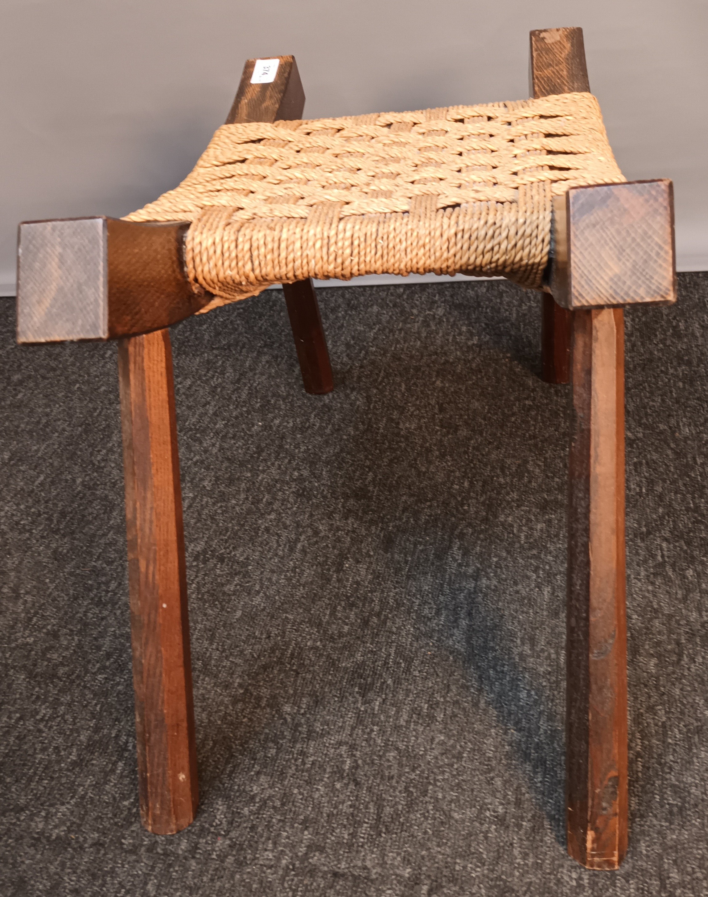 Early 1920's oak framed stool with weaved seat [40x44x33cm] - Image 8 of 8