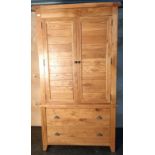 Vancouver Oak double wardrobe, two doors opening to rail and shelves above two drawers [