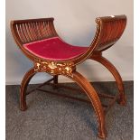 19th century inlaid X frame stool