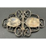 E.P.N.S Art Nouveau Belt Buckle, Sheffield made. Two Panels depicting women looking into the
