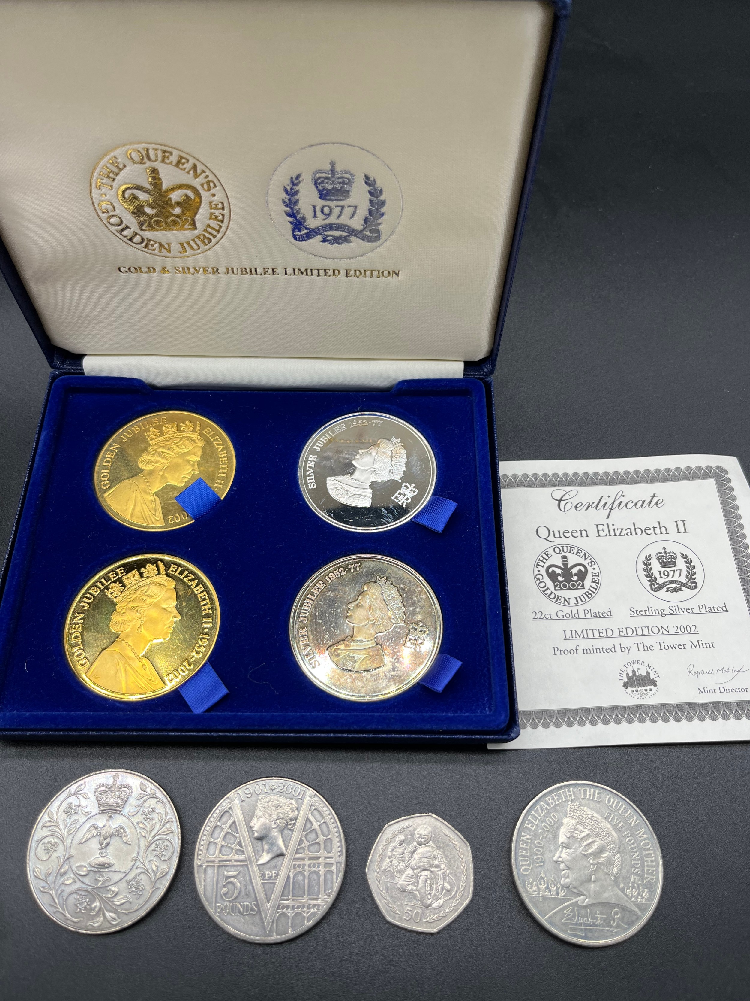 A Boxed Royal Mint Sterling silver crown, Boxed 'The Tower Mint' four piece coin set and four - Image 3 of 3