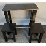 Unique Hand Made Contemporary black console table with two smaller tables, top cut from Douglas fir,