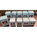 A Collection of 10 boxed porcelain Schmid Beatrix potter Peter Rabbit character music boxes.