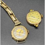 Two vintage 9ct gold cased watches, One has a 9ct gold bracelet attached. [34.26Grams- with