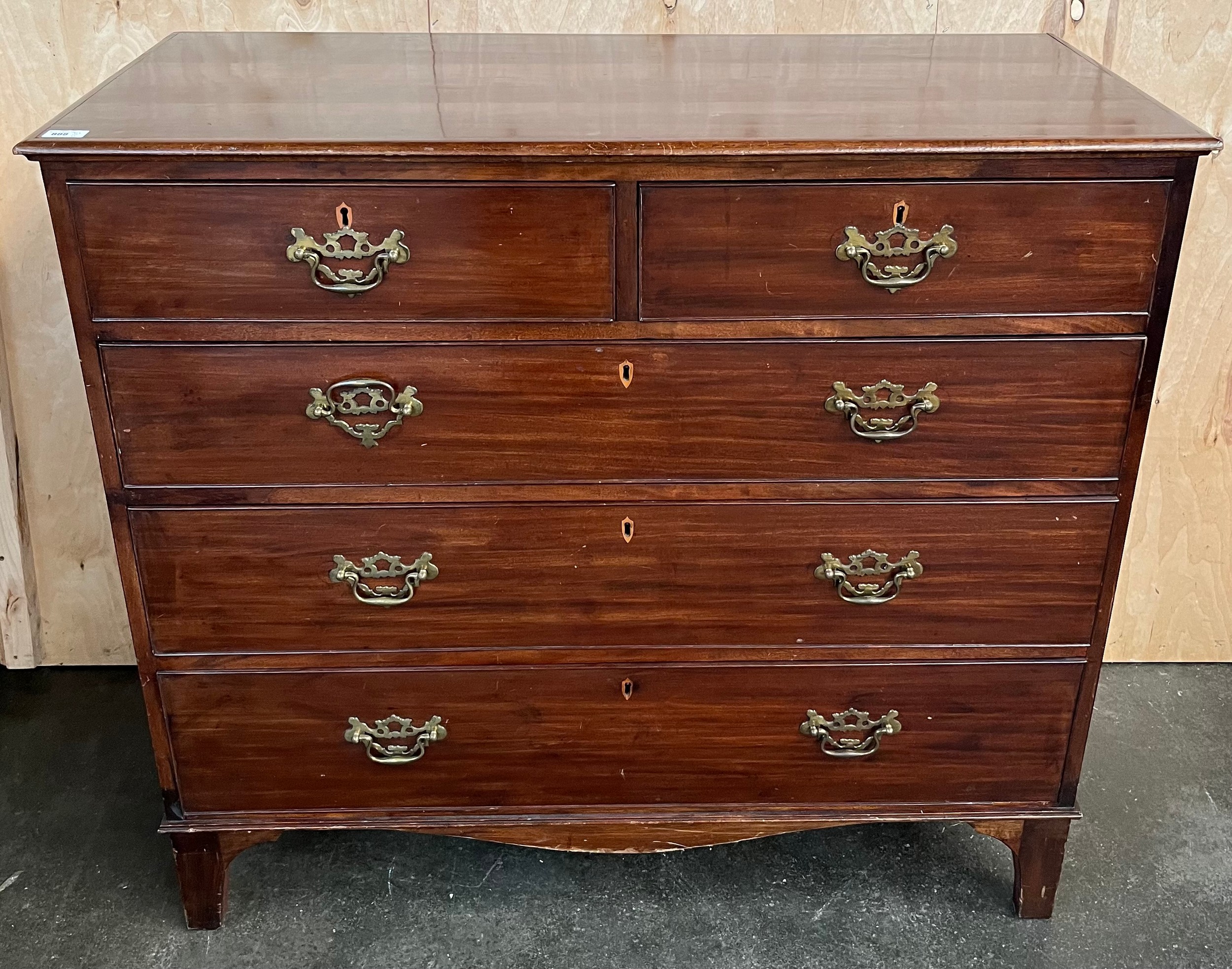 19th century chest of drawers two short drawers over three long drawers, with key. [103x114x52cm]