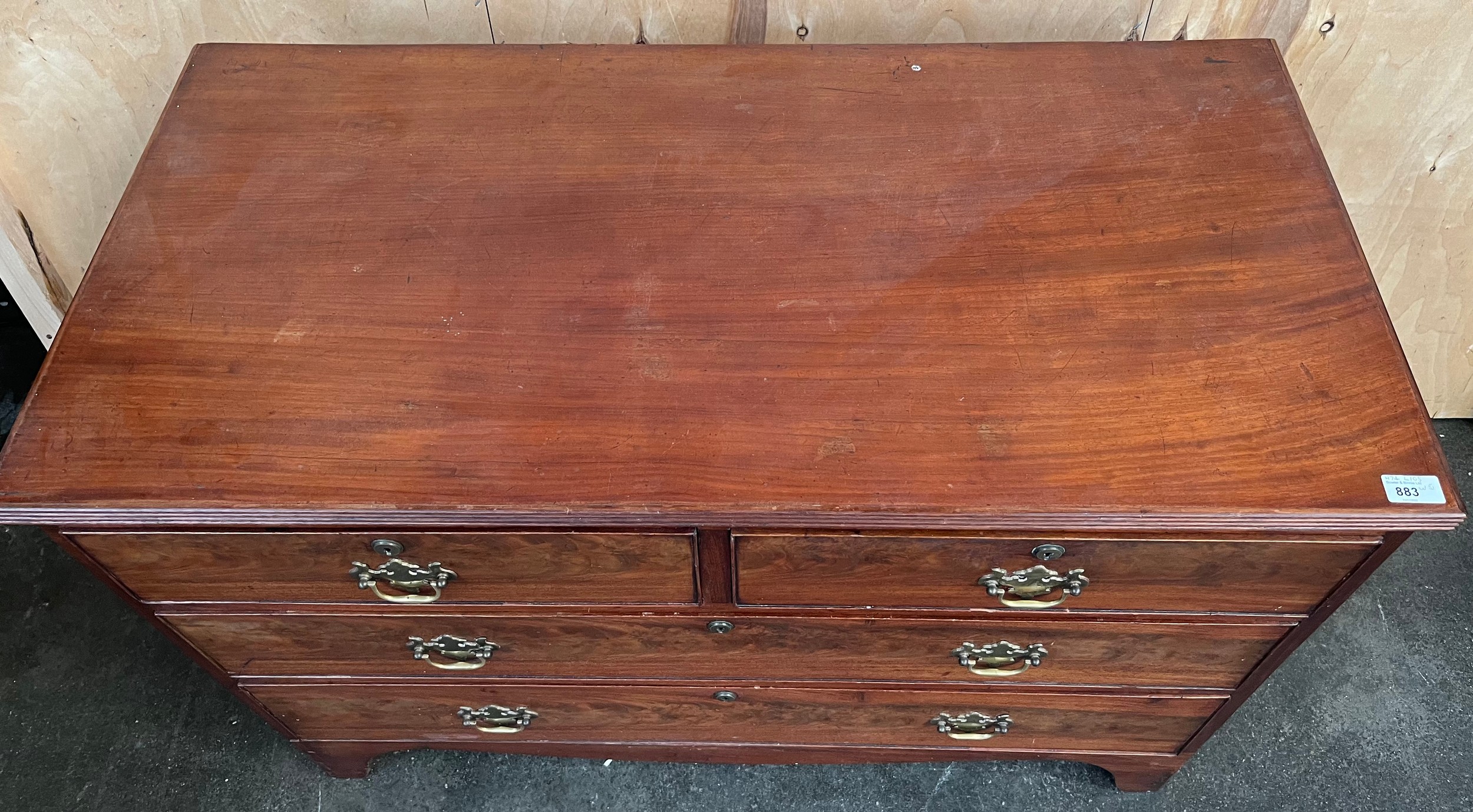 19th century chest of drawers, the rectangular top above two short drawers and two long drawers, - Image 2 of 5