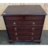20th century small chest of drawers, the rectangular top above two short drawers and four long