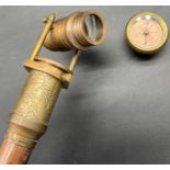 Reproduction Dollond London walking cane fitted with a brass handle, fitted with a compass and