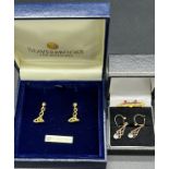 A Pair of Beaverbrooks 9ct gold Celtic design earrings, together with a pair of 9ct gold earrings