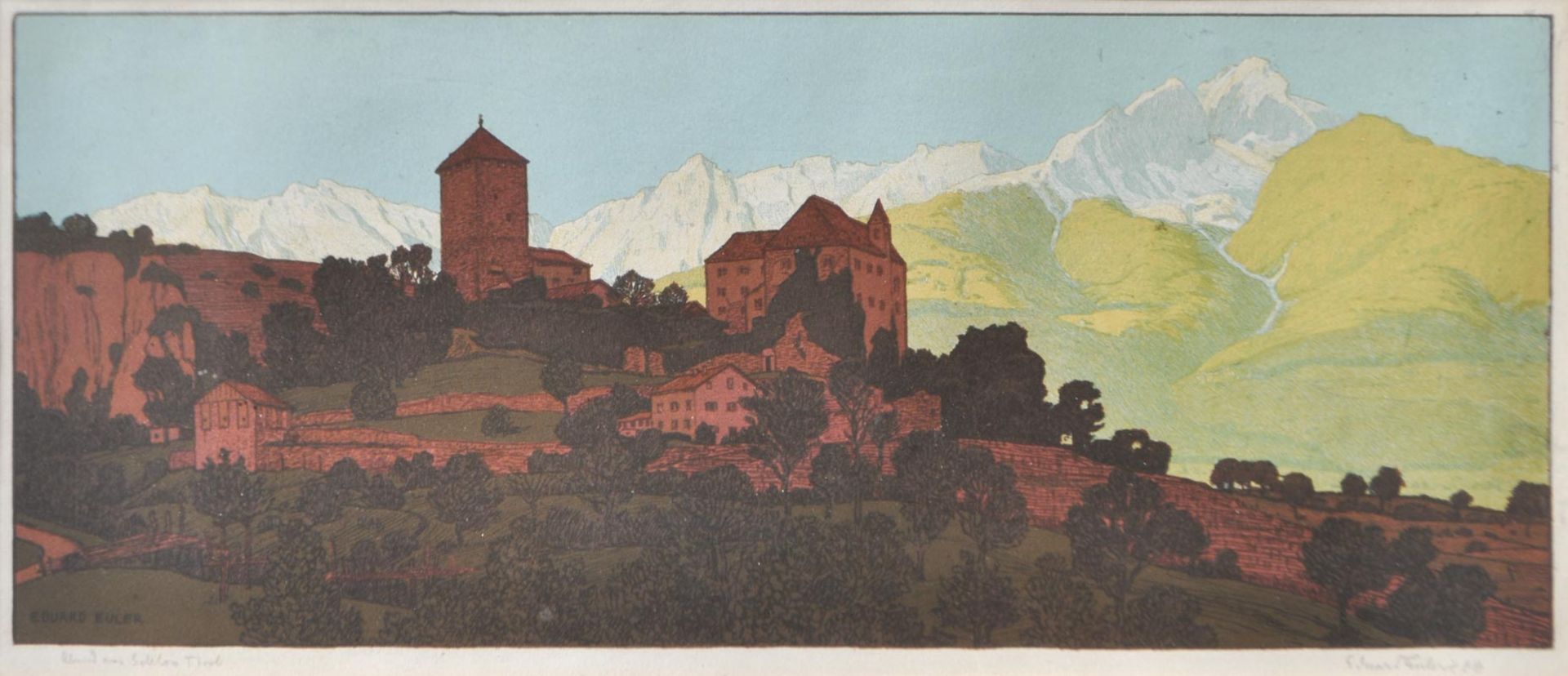 Eduard Euler - Abend am Schloss Tirol, 1906