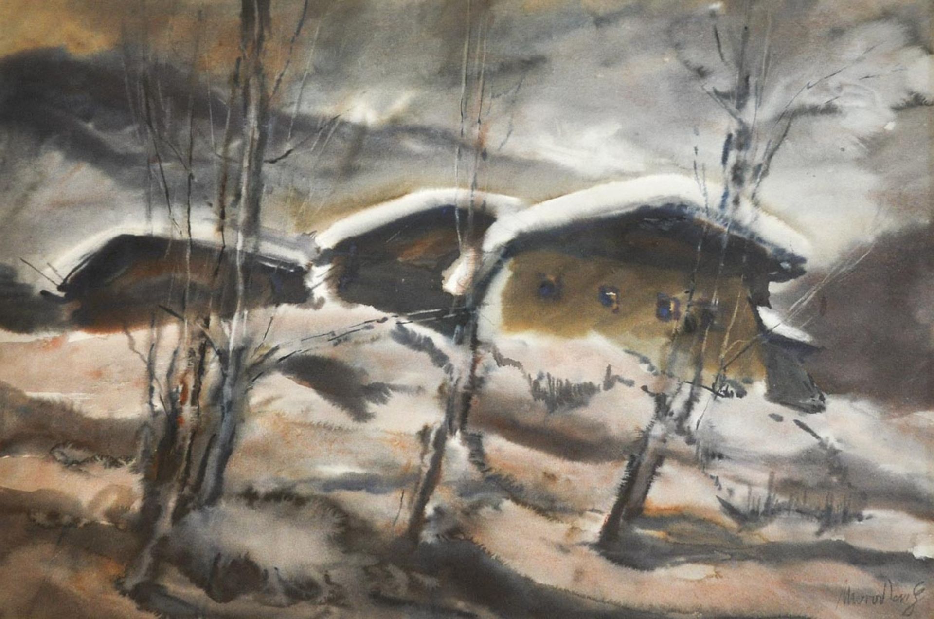 Gottfried Moroder - Höfe im Winter, um 1975