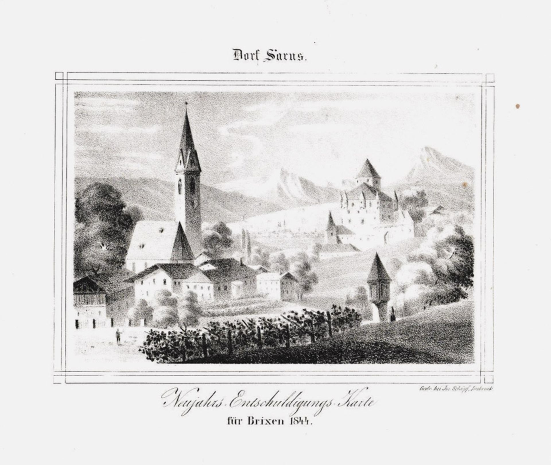 Anonimo - Neujahrsglückwunsch-Entschuldigungskarten der Stadt Brixen ,1843..