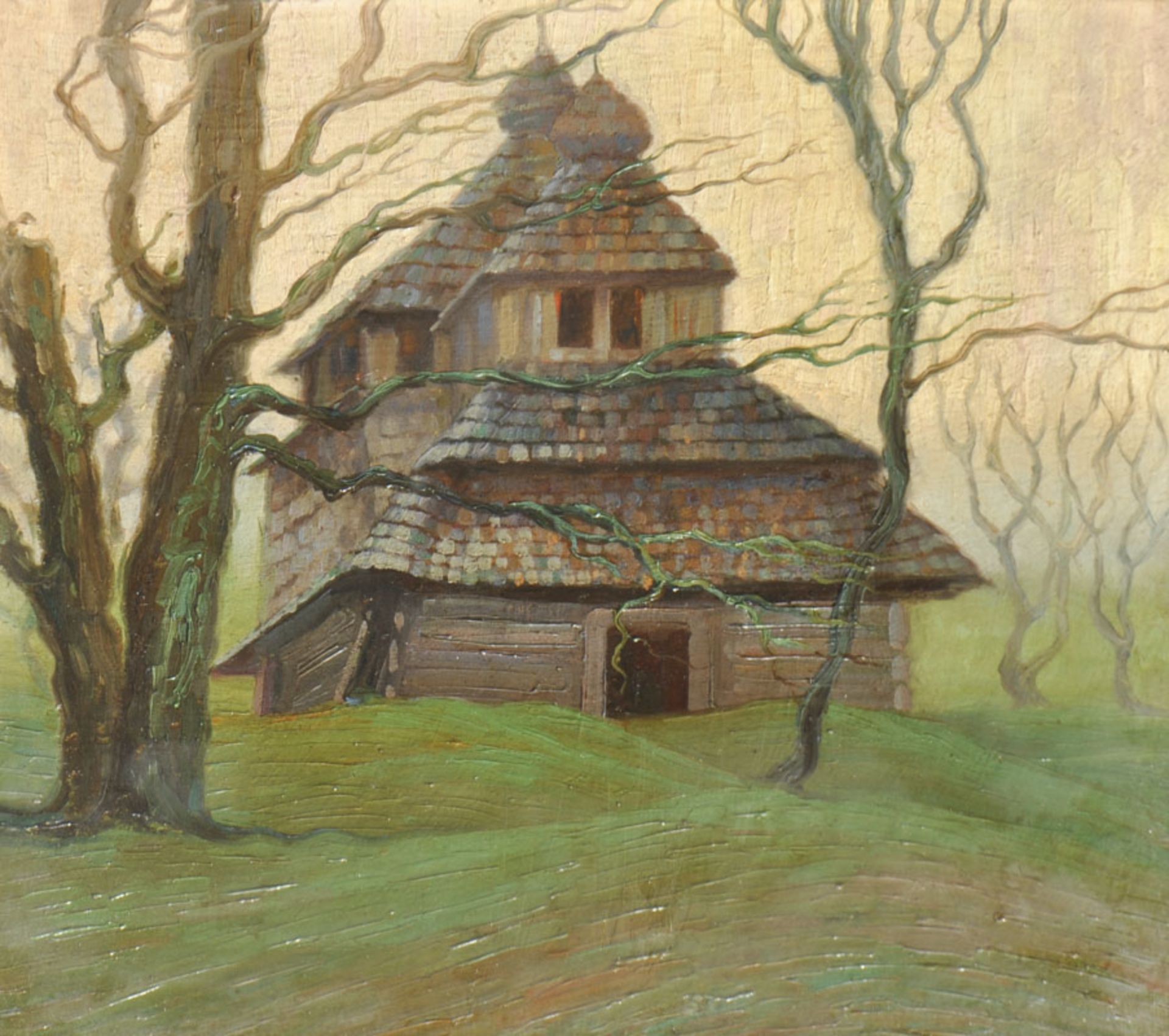 Attilio Lasta - Holzkirche in Rusky Potok, Slowakei, 1915
