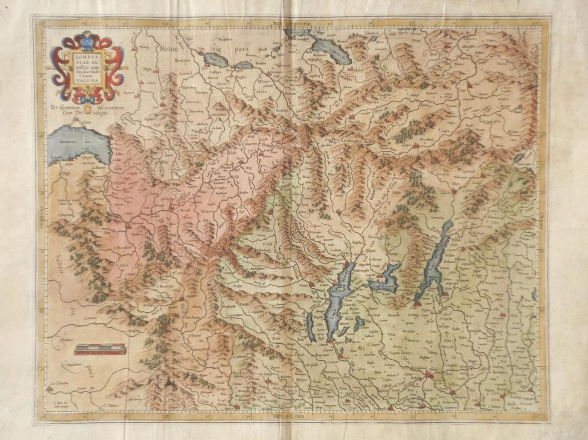 Gerard Mercator - Lombardiae Alpetris Pars Occidentalis cum Valesia, ca. 1613/16