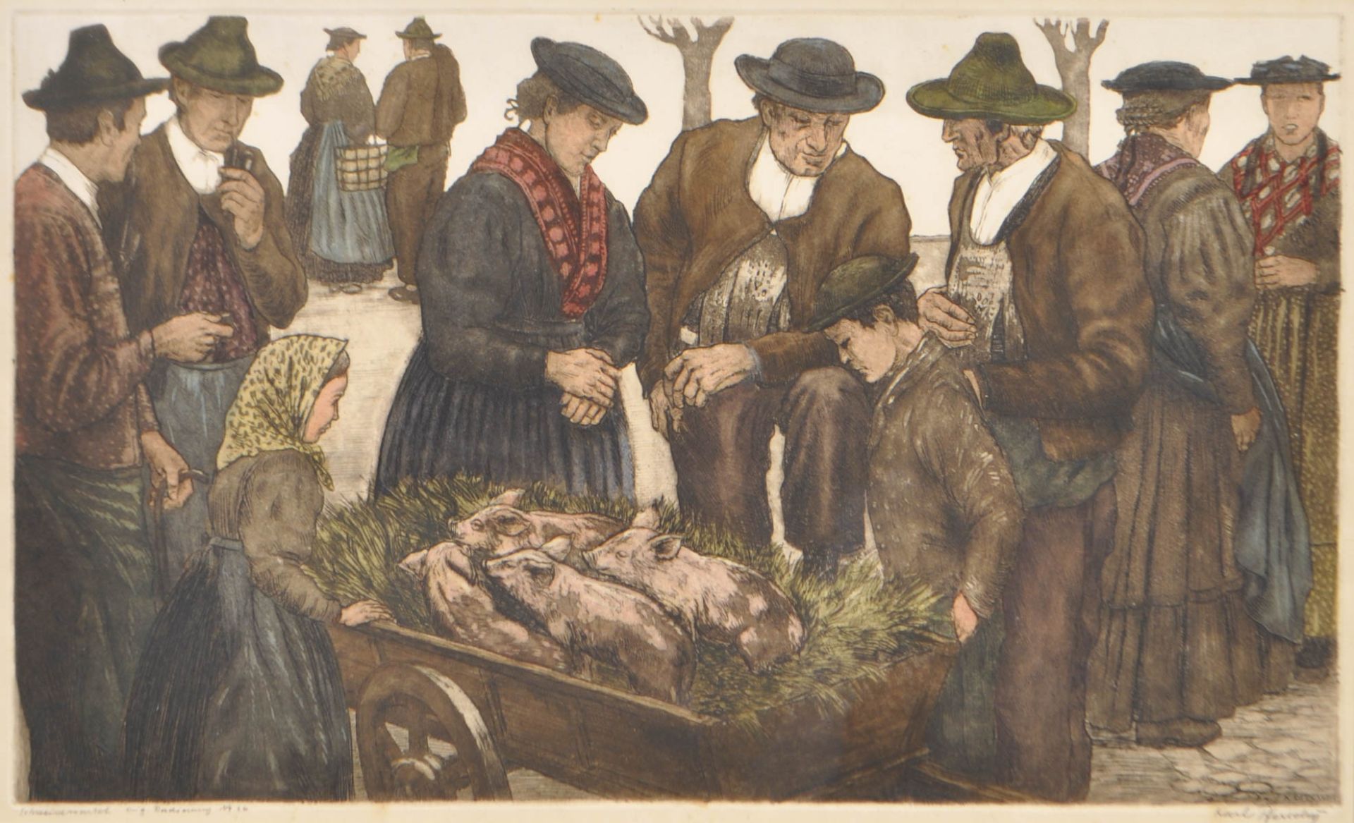 Karl Pferschy - Schweinemarkt im Sarntal, 1922