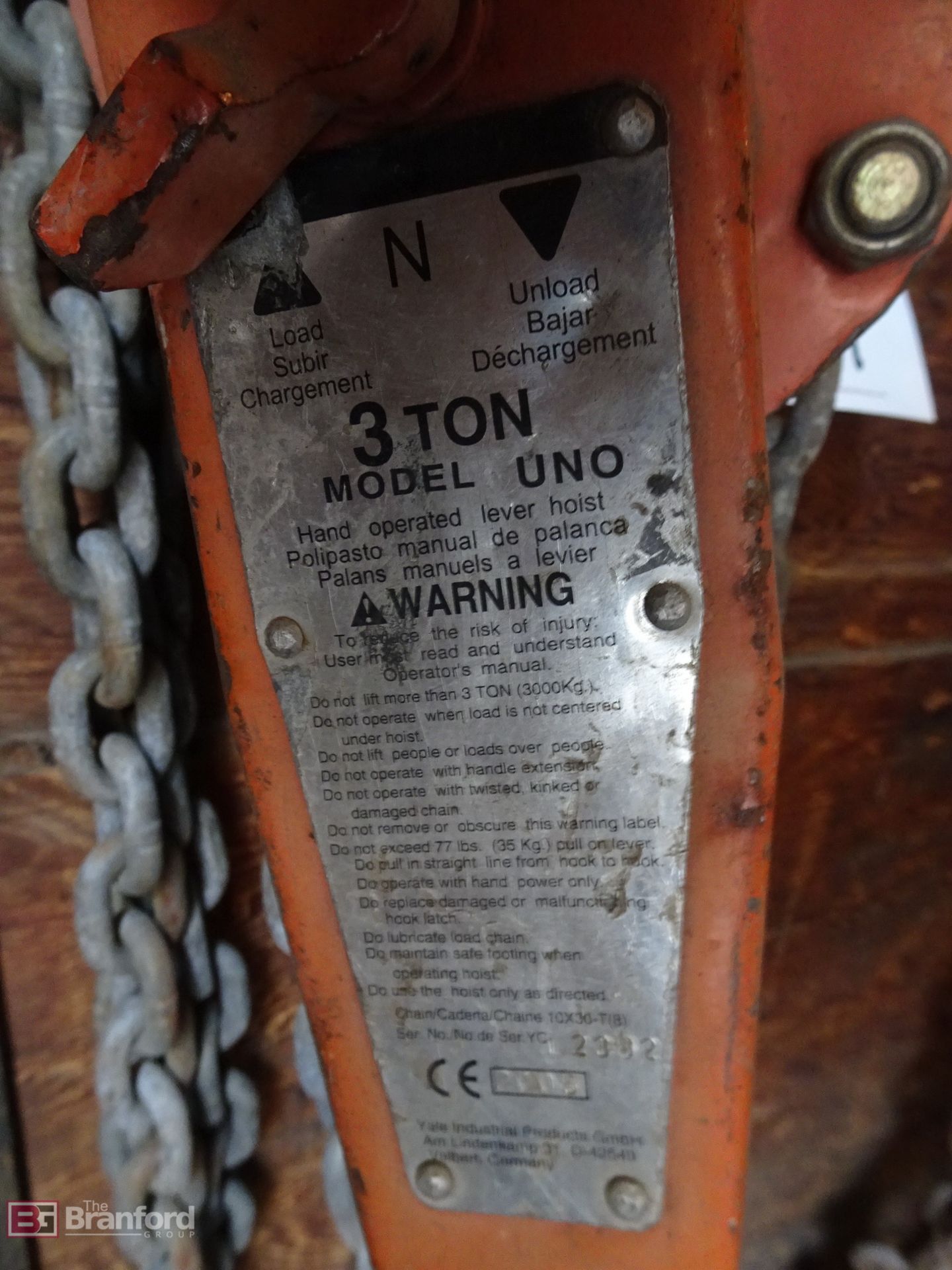 Yale Model UNO, Lever Chain Hoist - Image 2 of 3