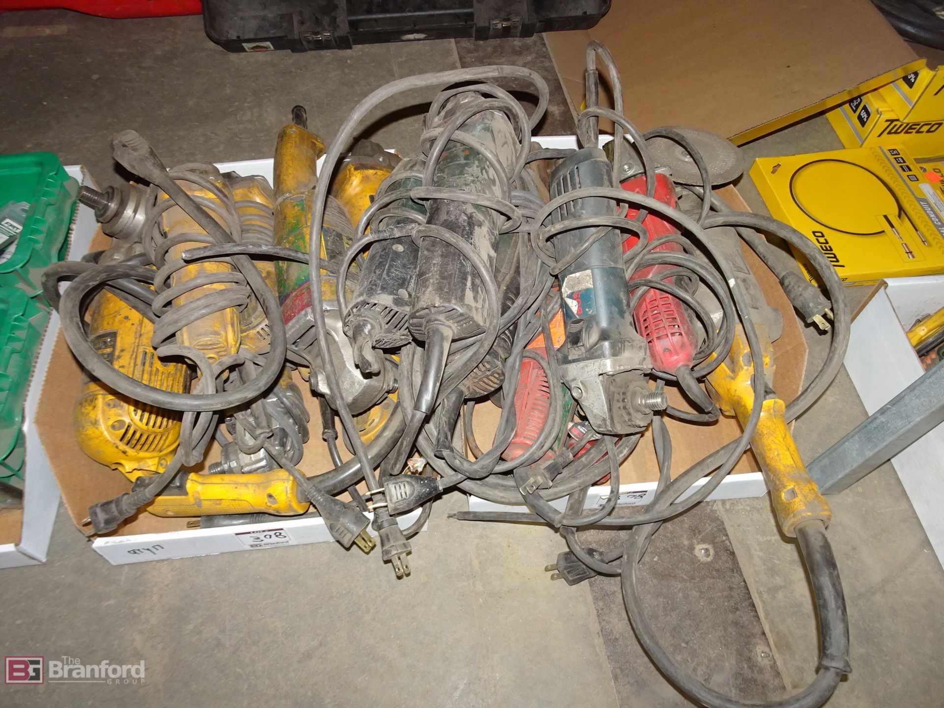Lot of Angle Grinders and Milwaukee Hammer Drill