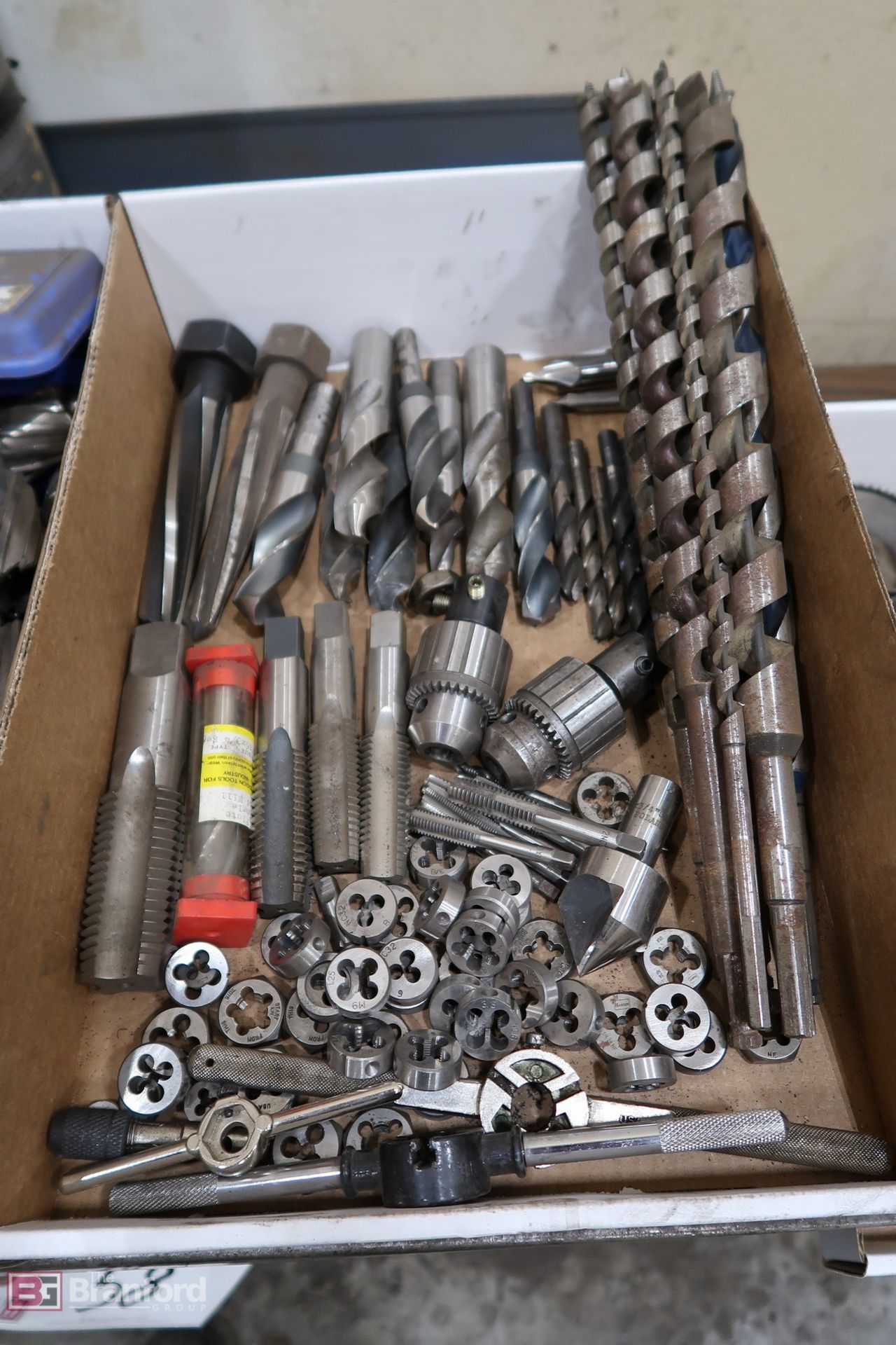 Box Lot of Drill Bits, Taps and Dies