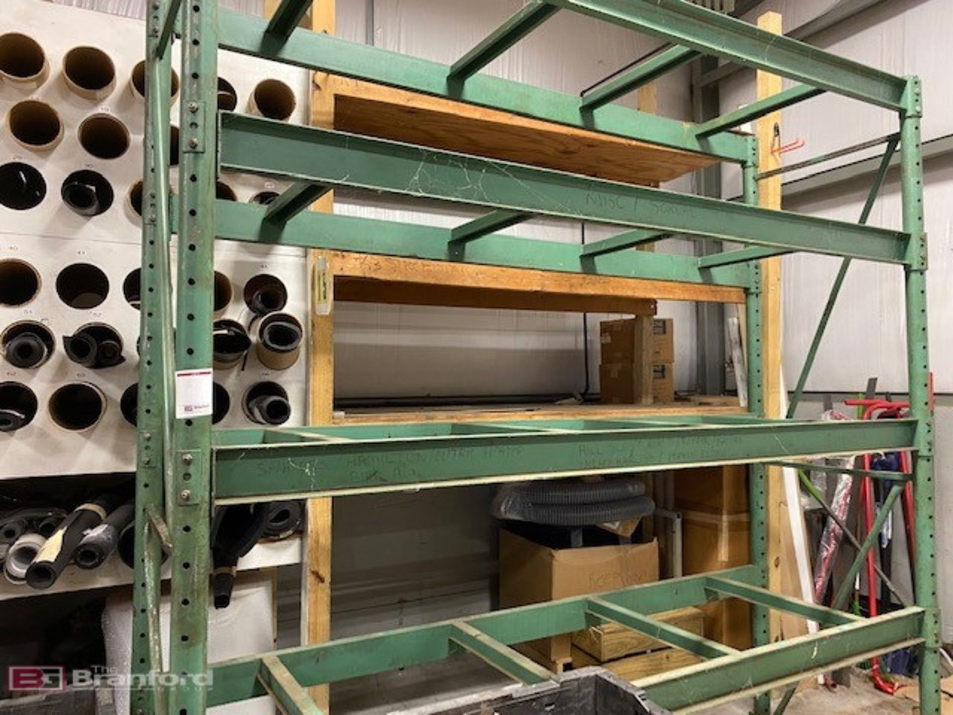 Section of Green Metal Racking