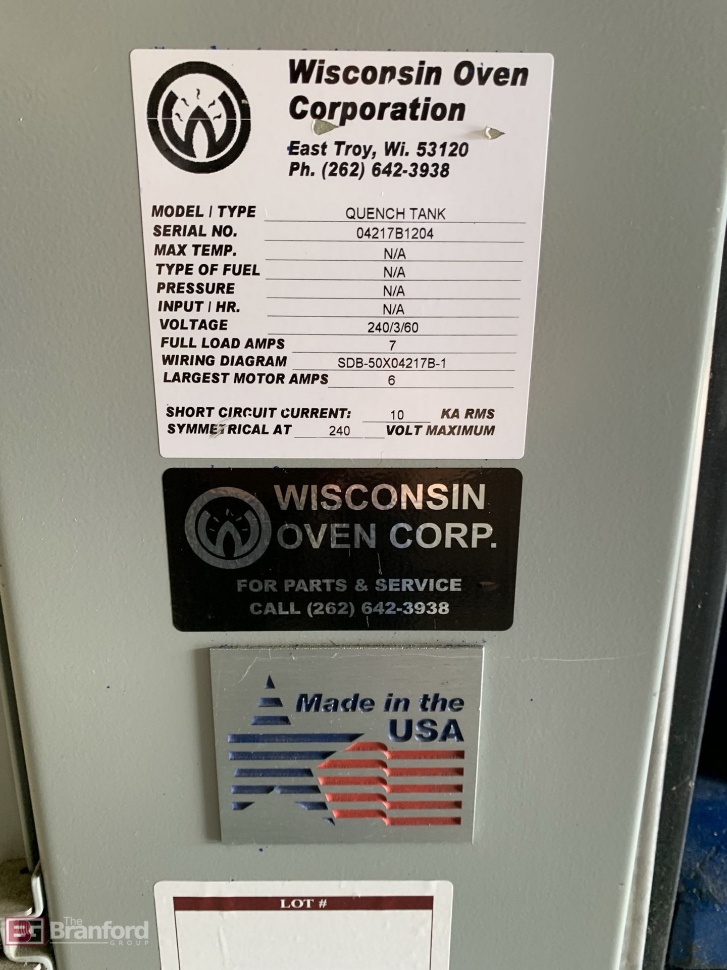 2012 Wisconsin Oven Quench Tank - Image 10 of 10