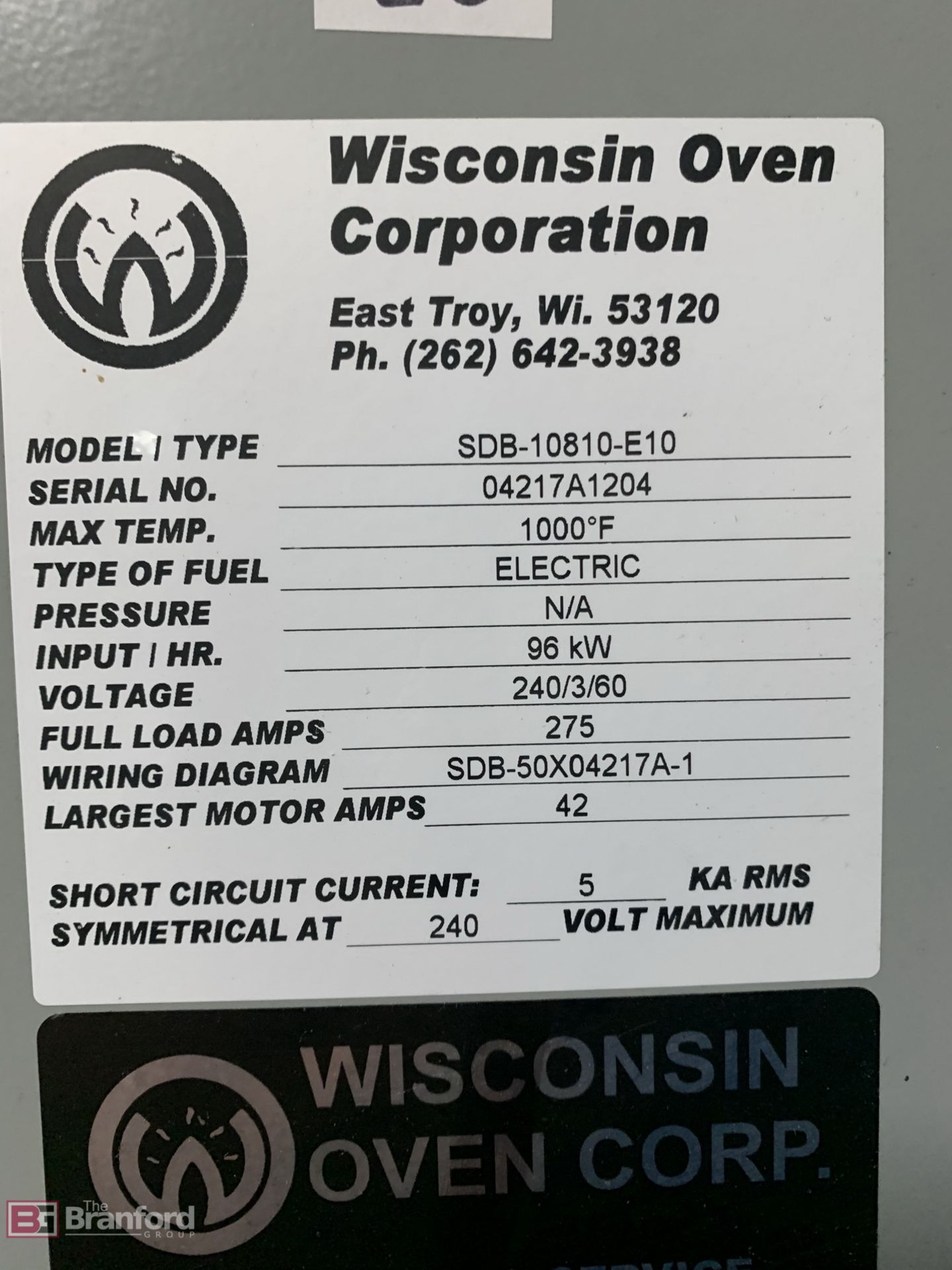 2012 Wisconsin Oven Corp Draw Batch Series Oven - Image 6 of 9