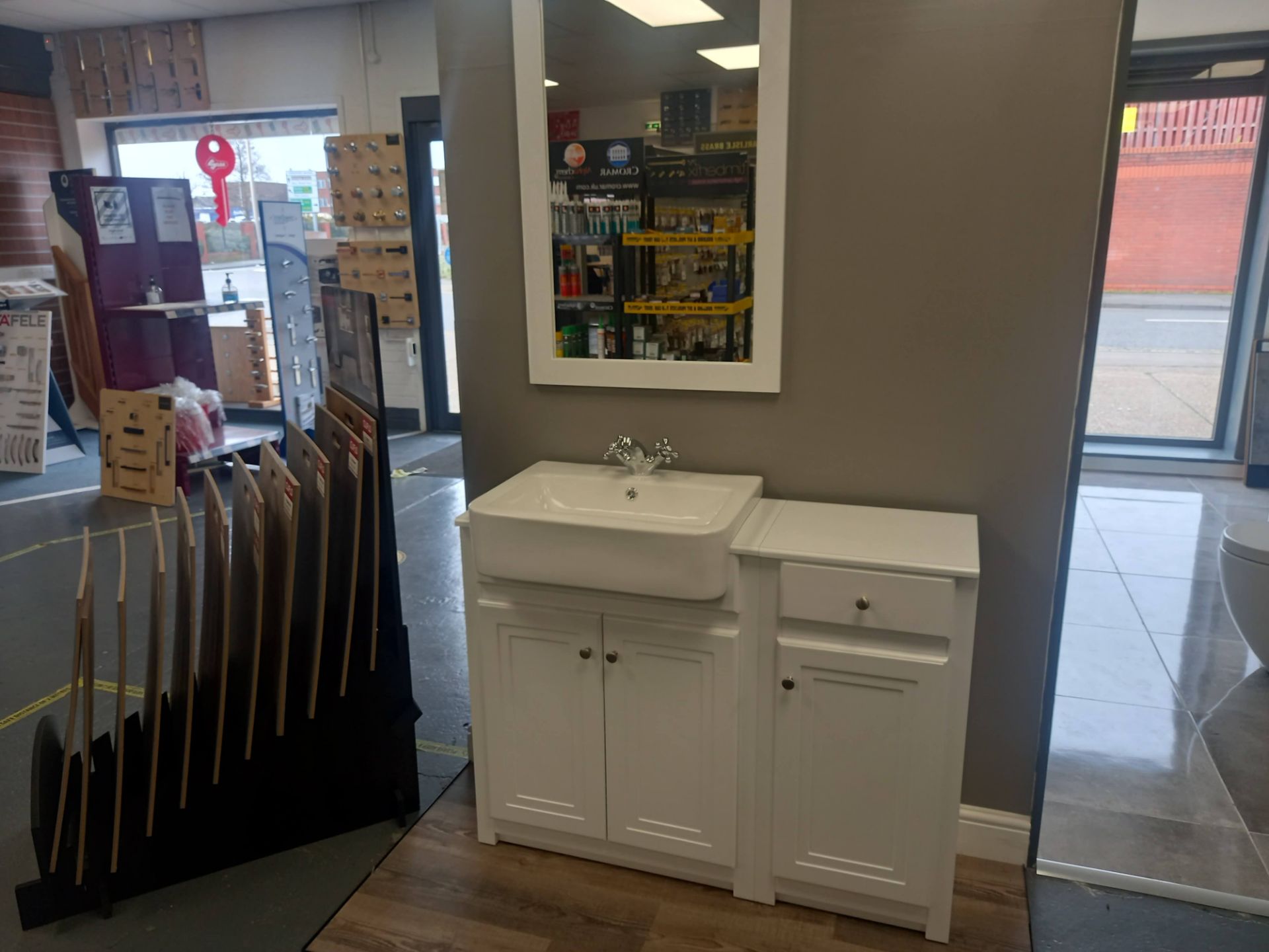 White Bathroom Sink Plus Mirror