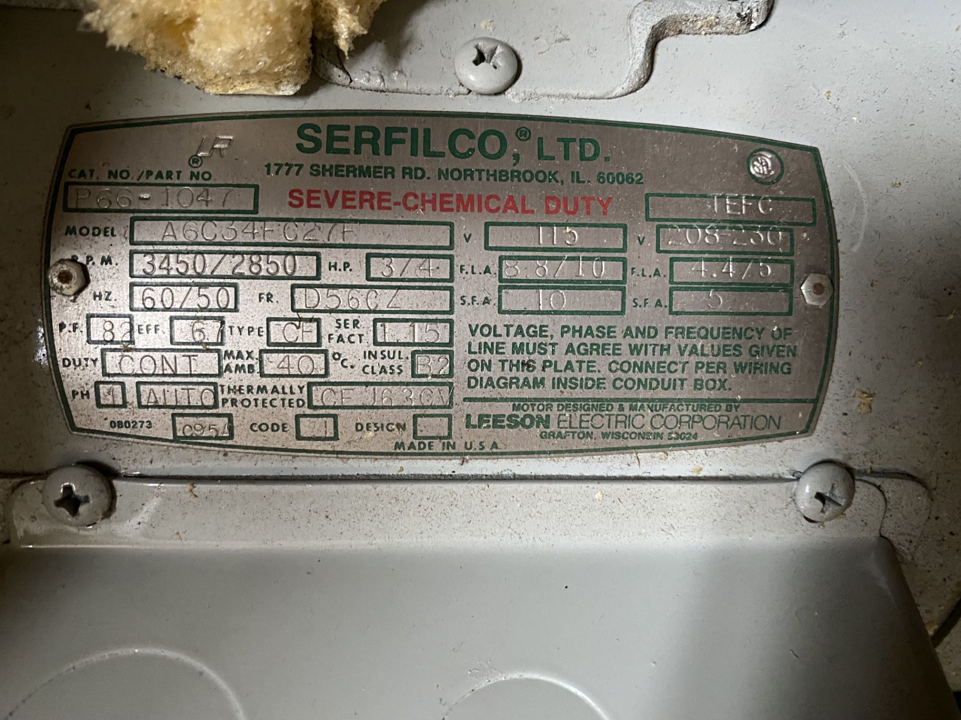 Serfilco type CF Severe-Chemical Duty Vertical Pump - Image 2 of 2