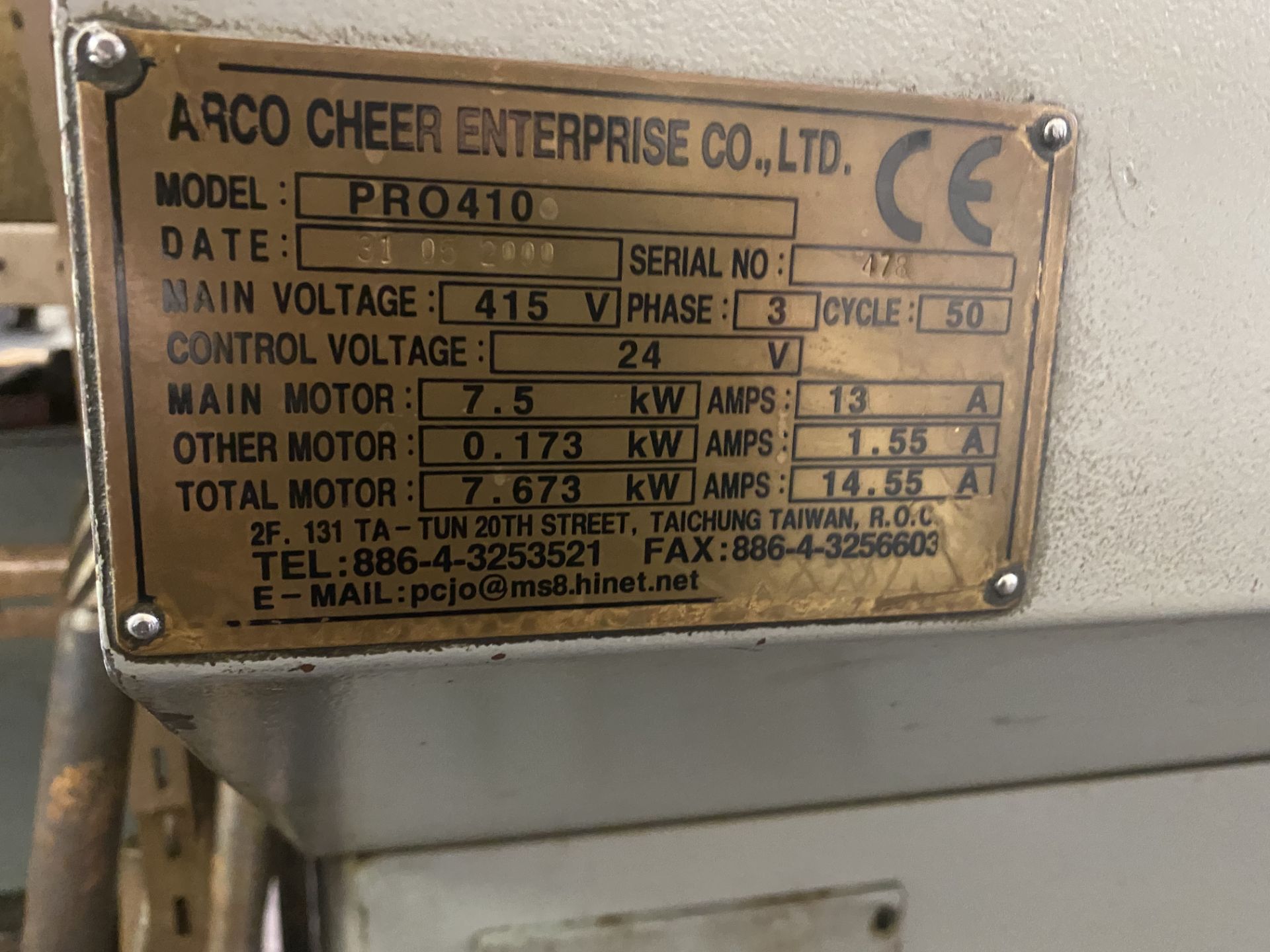 (2000) XYZ Proturn-410 CNC Lathe (s/n 478) - Image 4 of 4