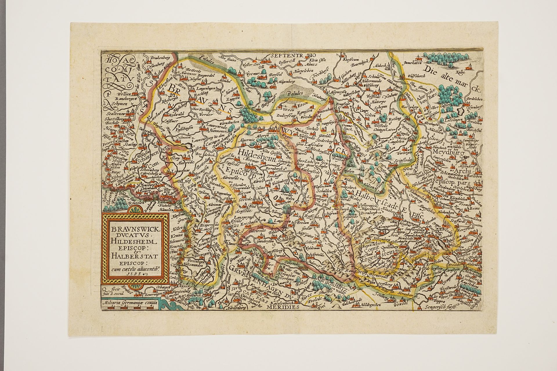 Mat(t)hias Quad (1557-1613), "Braunswick ducatus […]" (Map of Brunswick, Hildesheim and Halberstadt) - Image 3 of 4