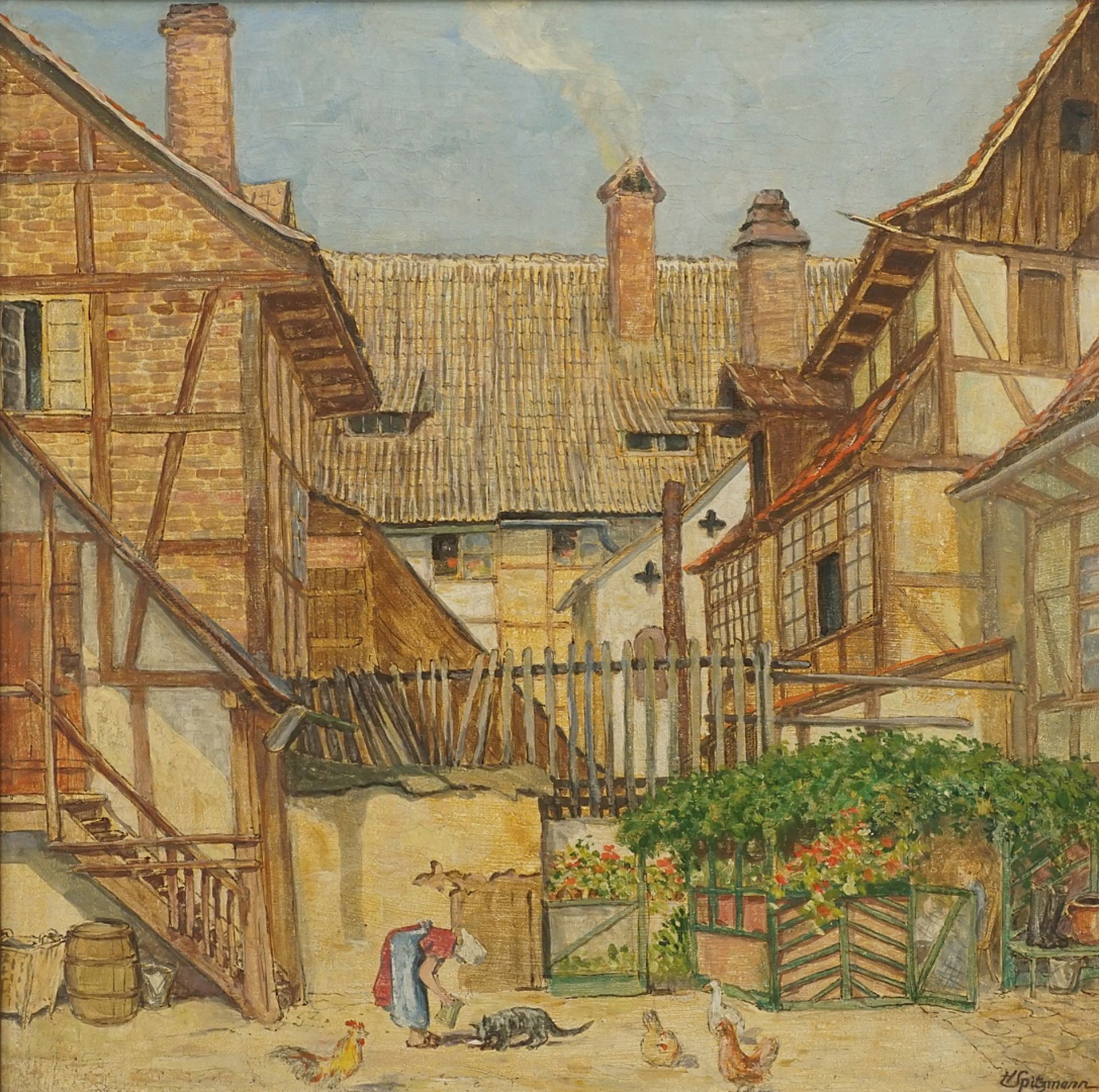 Johannes (Hans) Spitzmann, "Hinterhof in Alt-Quedlinburg"