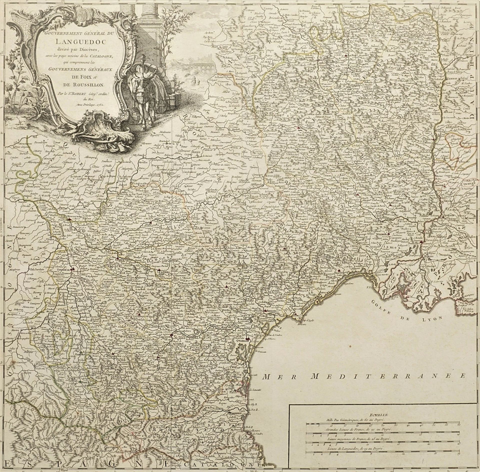 "Gouvernement General du Languedoc [...]" (Karte von Languedoc, Foix und Roussillon)
