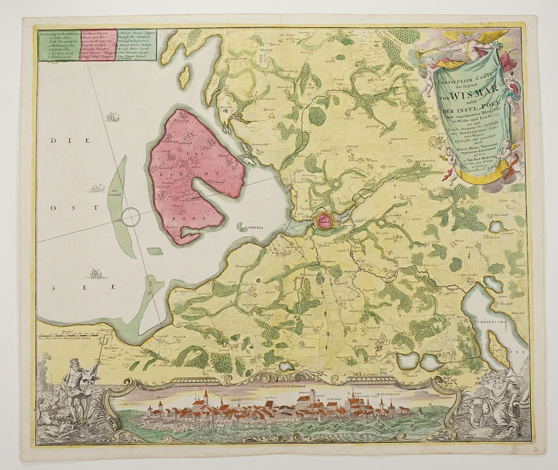 Johann Baptist Homann (1664-1724), "Particulier Carte der Gegend von Wismar" (Map of Wismar region) - Image 3 of 3